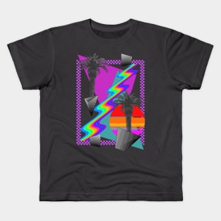 Synthwave Collage with Rainbow Kids T-Shirt